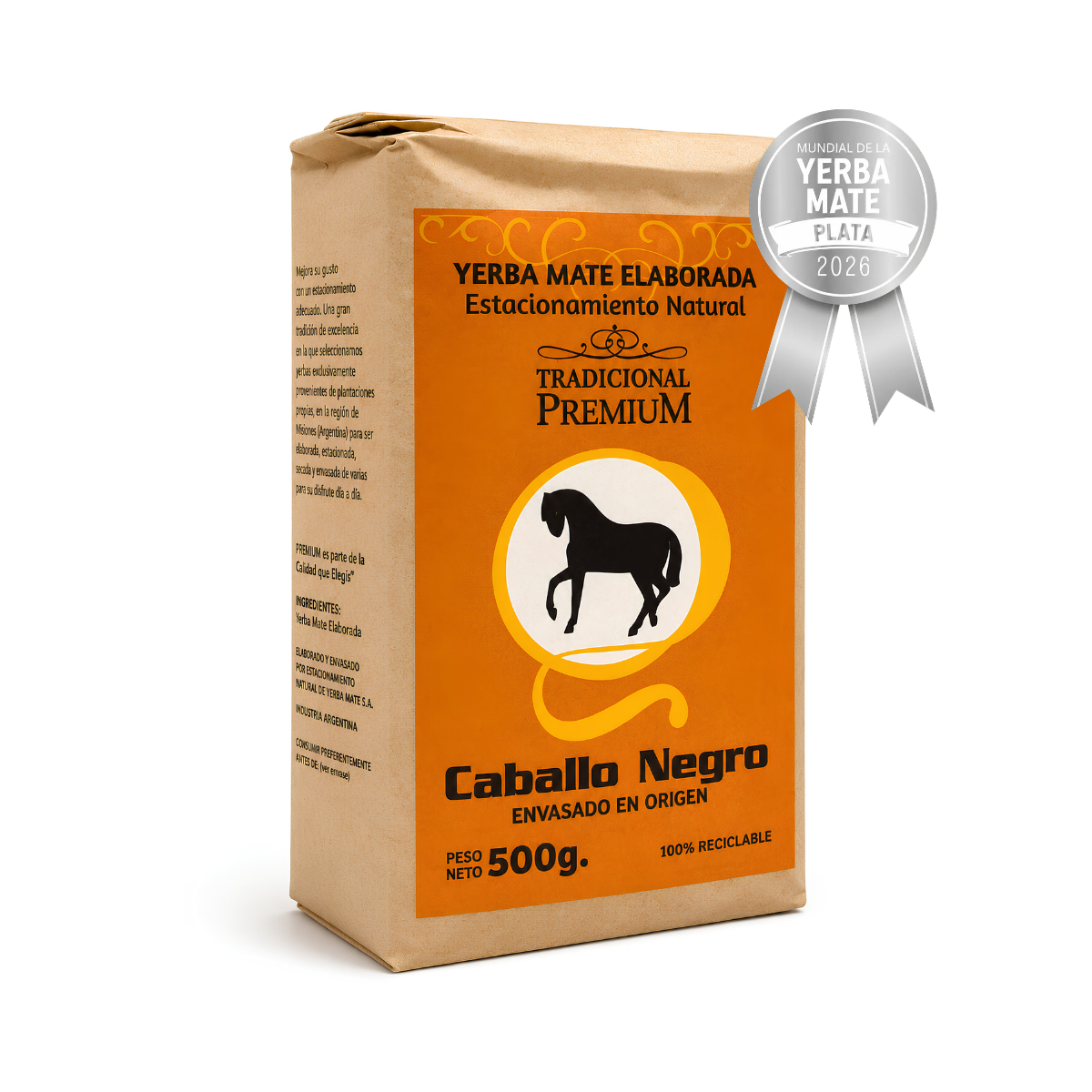Yerba Mate Caballo Negro Premium Tradicional 500g